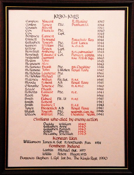 War Memorial, St Werburgh's Catholic Church, Chester.