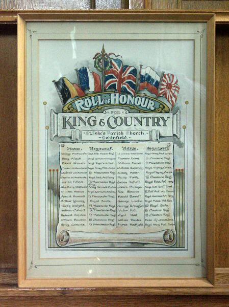 War Memorial, St Luke's Church, Dukinfield, Cheshire.