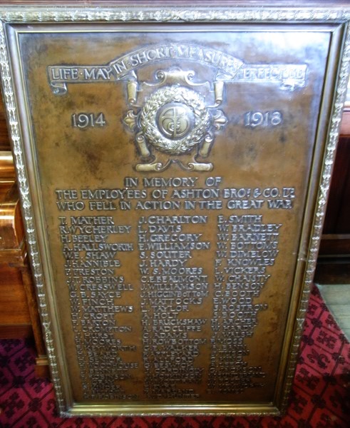 WW1 War Memorial, Ashton Brothers, Hyde, Cheshire.