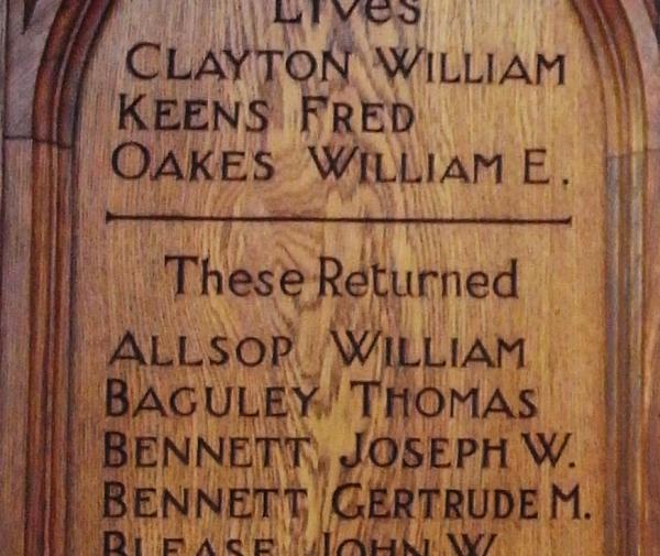 War Memorial, Knutsford Methodist Church.