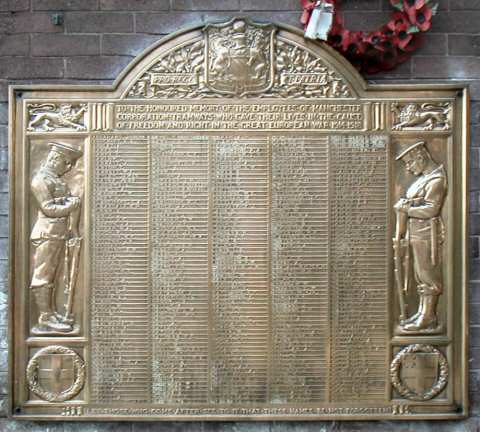 War Memorial, Manchester Corporation Tramways.