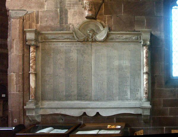 War Memorial, St Helen's Church, Northwich, Cheshire.