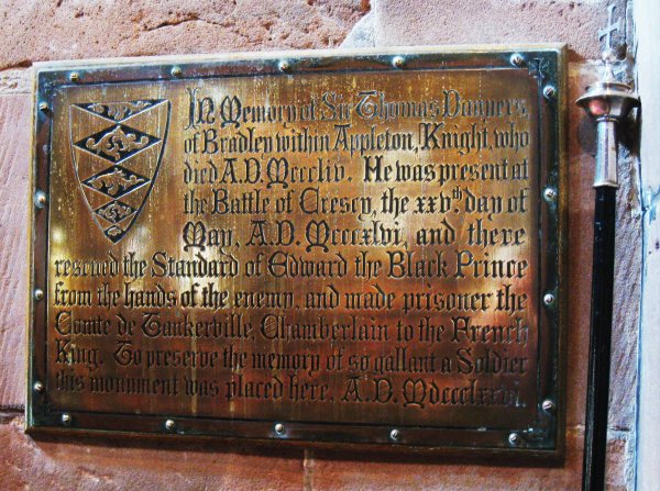 Memorial to Sir Thomas Danyers of Bradley.