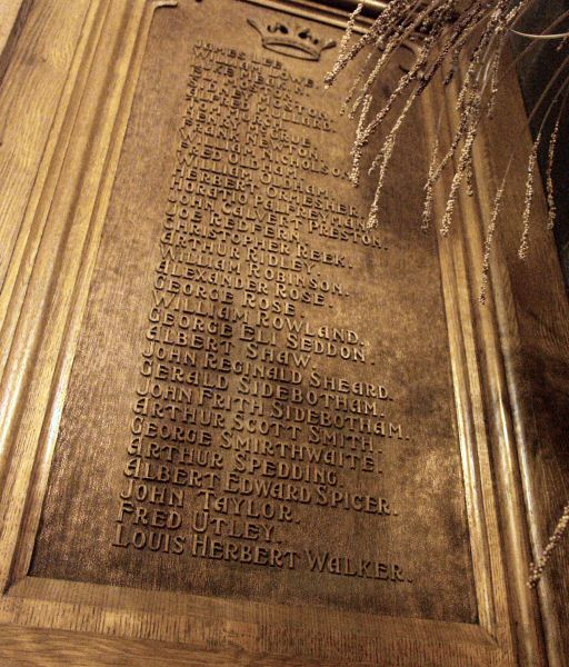 WW1 Memorial, St Mary's Church, Stockport, Cheshire.