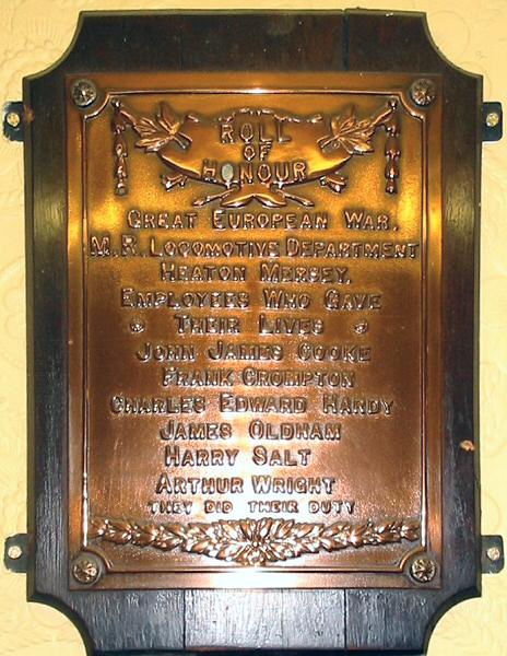 War Memorial, Midland Railway Locomotive Dept, Heaton Mersey.
