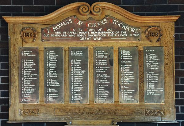 War Memorial, St Thomas's School, Stockport.