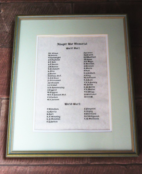 War Memorial, St. Mary Magdalene, Alsager, Cheshire.