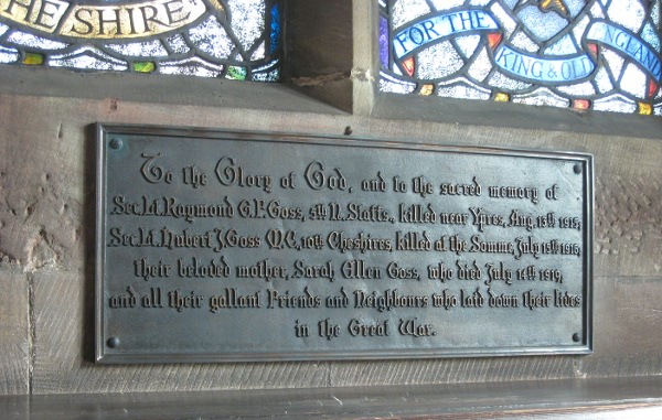 War Memorial, St. Mary Magdalene, Alsager, Cheshire.