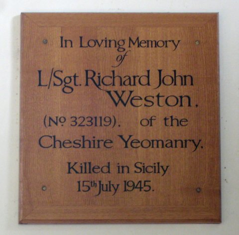 War Memorial, St Michael, Baddiley, Cheshire..
