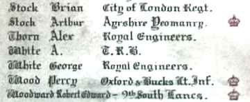 Roll of Honour, Little Budworth, Cheshire.