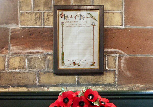 WW1 Roll of Honour, Caldy.