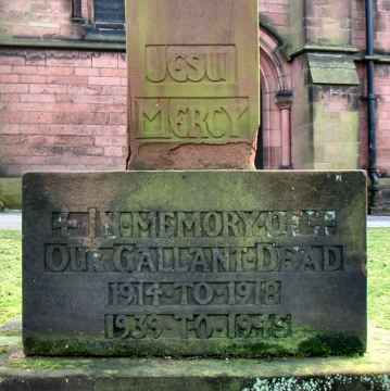 War Memorial, St Thomas's Church, Chester, Cheshire.