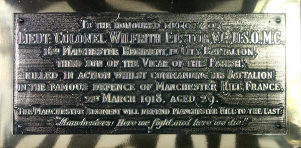 Memorial to Lt. Col. W. Elstob VC, Siddington, Cheshire.