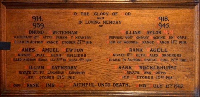 War Memorial, St Michael, Hulme Walfield.