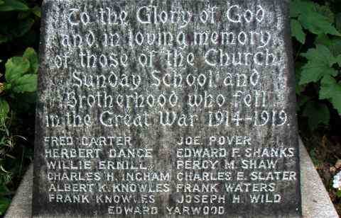 War Memorial, United Reform Church, Marple Bridge, Cheshire.