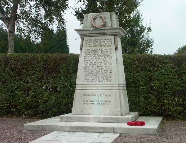 War Memorial, Brunner Mond Works, Middlewich, Cheshire.