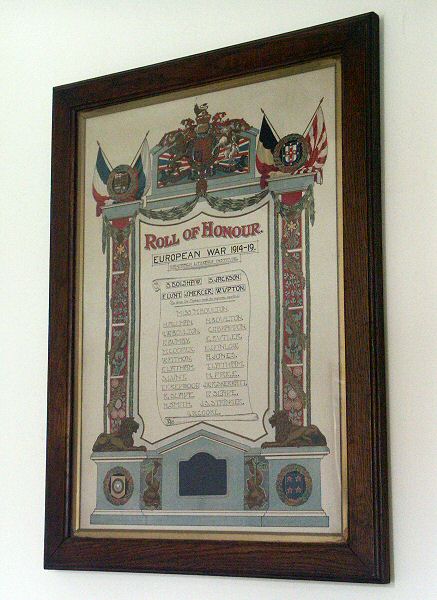 Roll of Honour, Sandbach Literary Institute.