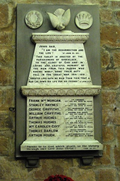 War Memorial, St Edith's Church, Shocklach.