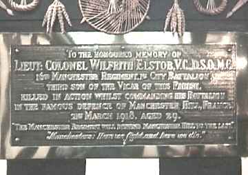 Memorial to Lt. Col. W. Elstob VC, Siddington, Cheshire.