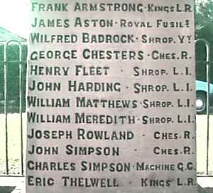 War Memorial, Tiverton, Cheshire.