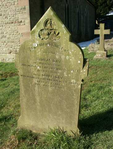 DAY family headstone, St Michael's Church, Wincle, Cheshire.