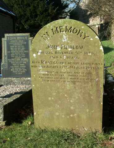 FINDLOW family headstone, St Michael's Church, Wincle, Cheshire.