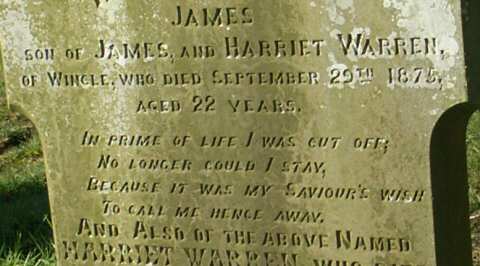 WARREN family headstone, St Michael's Church, Wincle, Cheshire.